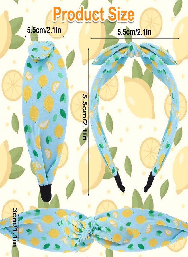 Hapdoo Lemon Knotted Headband, Blue Lemon Knotted Hair bands for Women Girls, Fashion Cute Fruit Hair Accessories Gift for Girls - Image 2